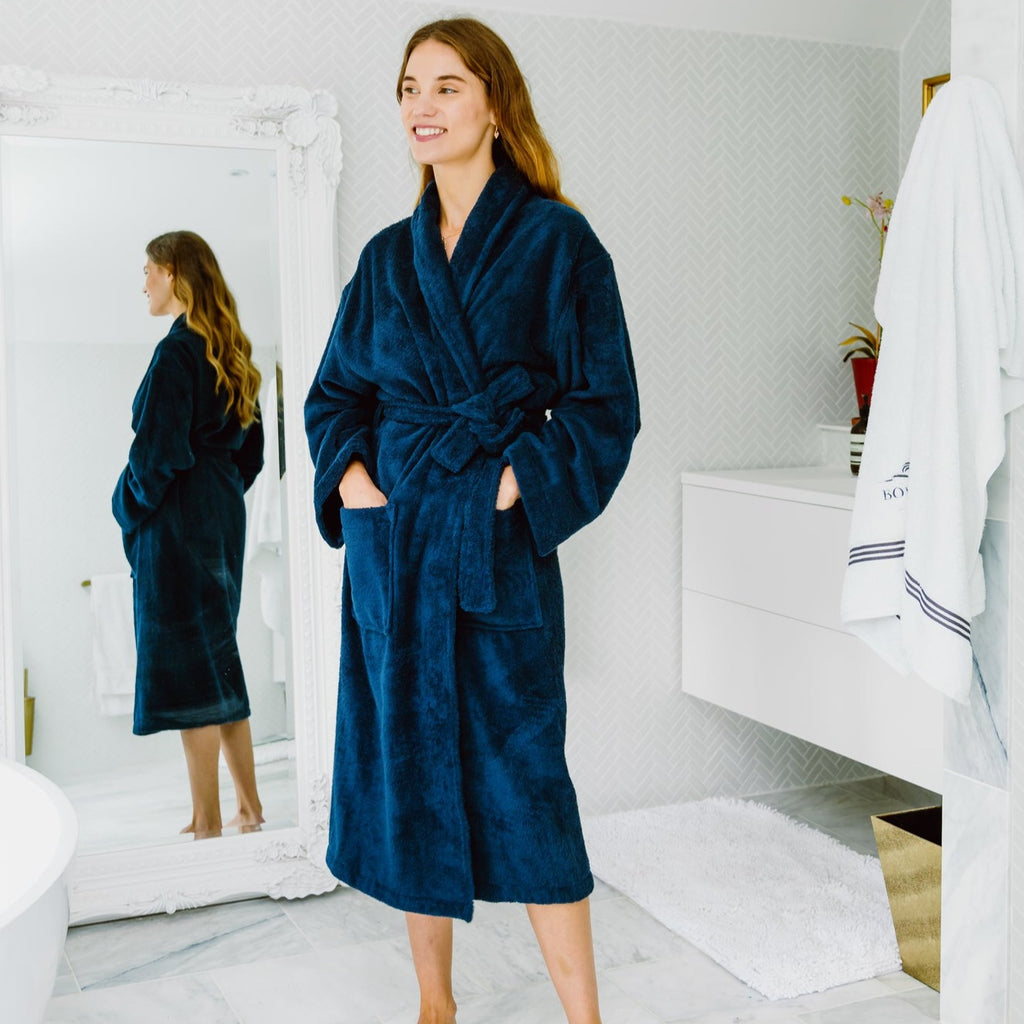 Brushed Blue Check Long Dressing Gown - Cyberjammies